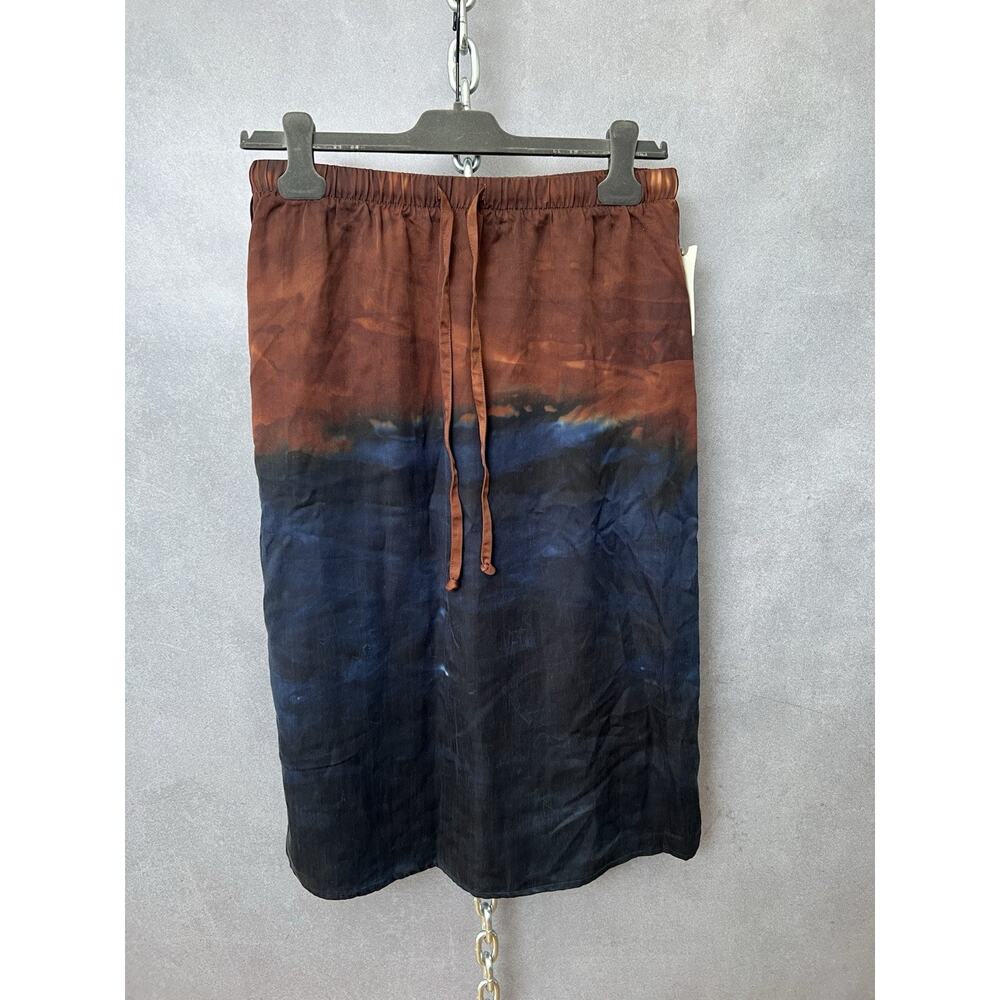 Cloth & Stone Kira Tye Die Midi Skirt Ombre S Anthropologie Brown Navy NWT